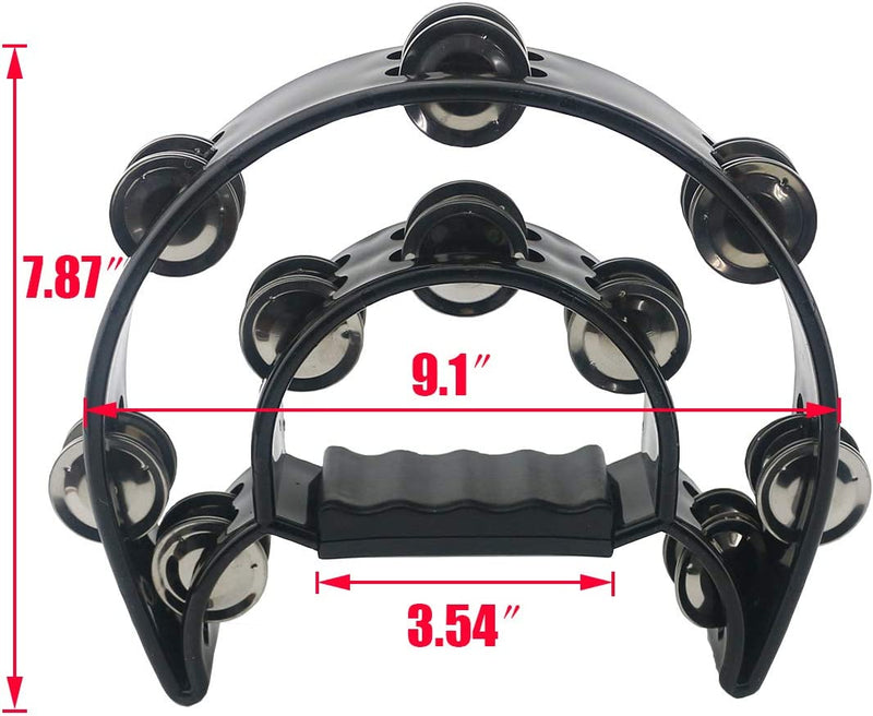 Tambourine with metal jingles, black