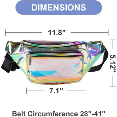 Holographic Fanny Pack, Color: Iridescent, 13.62 x 7.32 x 1.85