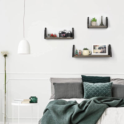 Rustic wood shelves for wall mounting.