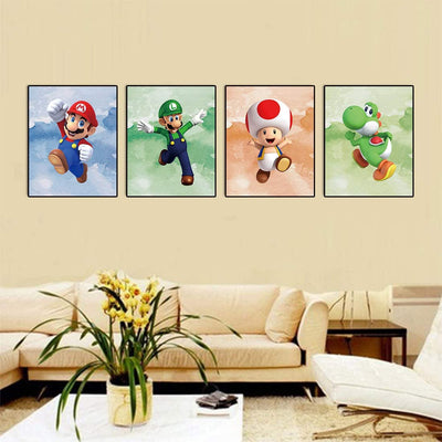 Toad Super Mario Prints Wall Art Game Room