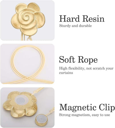 Magnetic Curtain Tiebacks, Light Gold