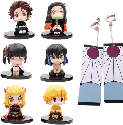 6 Demon Slayer minifigures with Tanjiro ear clip