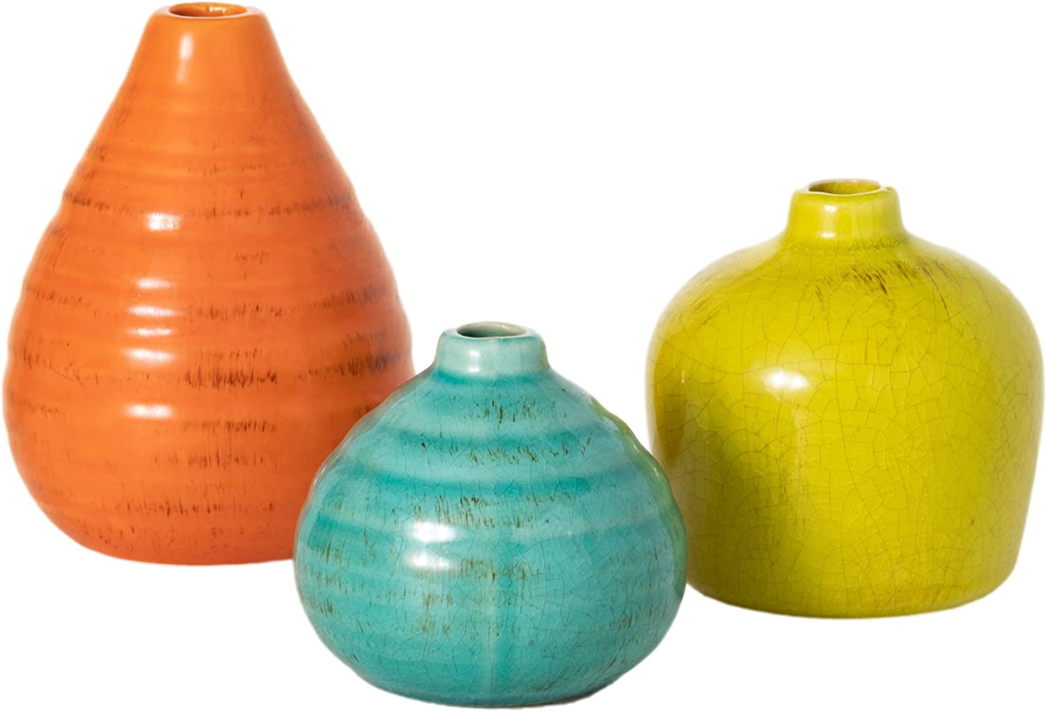 Set of multicolored ceramic vases, (set x 3)