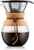 Pour Over Coffee Maker with Permanent Filter, Glass, 34 Ounce, 1 Liter, Cork Band