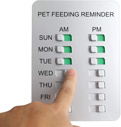 Reminder pet food, daily indication box AM / PM, and magnetic sticker