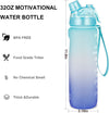 32oz Motivational Water Bottles with Time Marker (Blue Green)