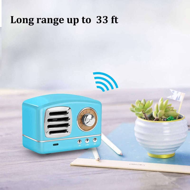 Portable Bluetooth Vintage Speakers with Powerful Sound, blue