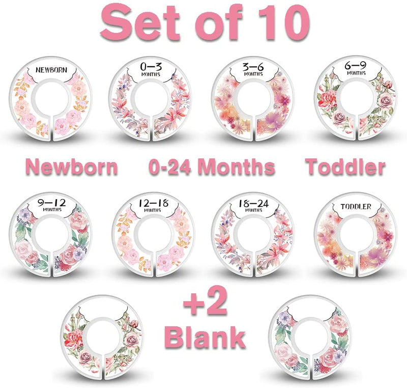 Baby Closet Size Dividers for Clothes, Color: Floral, Set of 10