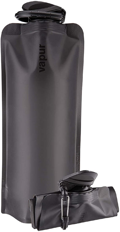 Flexible Water Bottle with Carabiner, Black (33 oz)