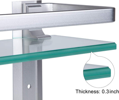 Tempered Glass Bathroom Shelf with Towel bar Wall Mounted