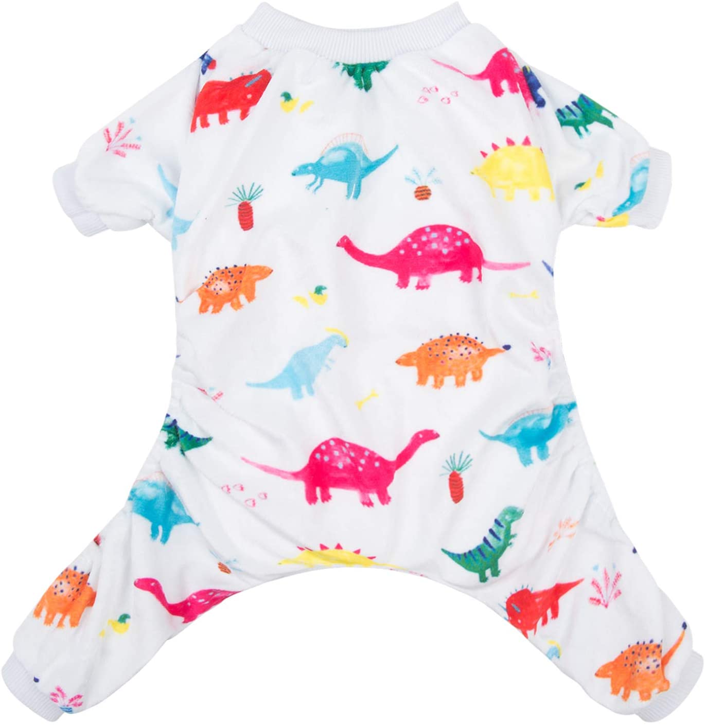 Pet Pajamas, Color: White Dinosaur, XS (12''-12.5'' x 7.5''-8'')