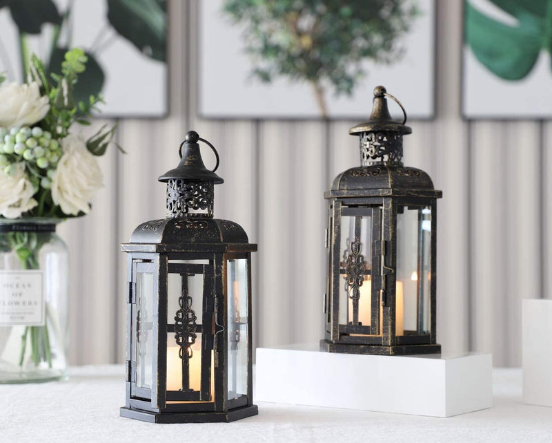 Decorative lanterns, vintage style, Set of 2-black