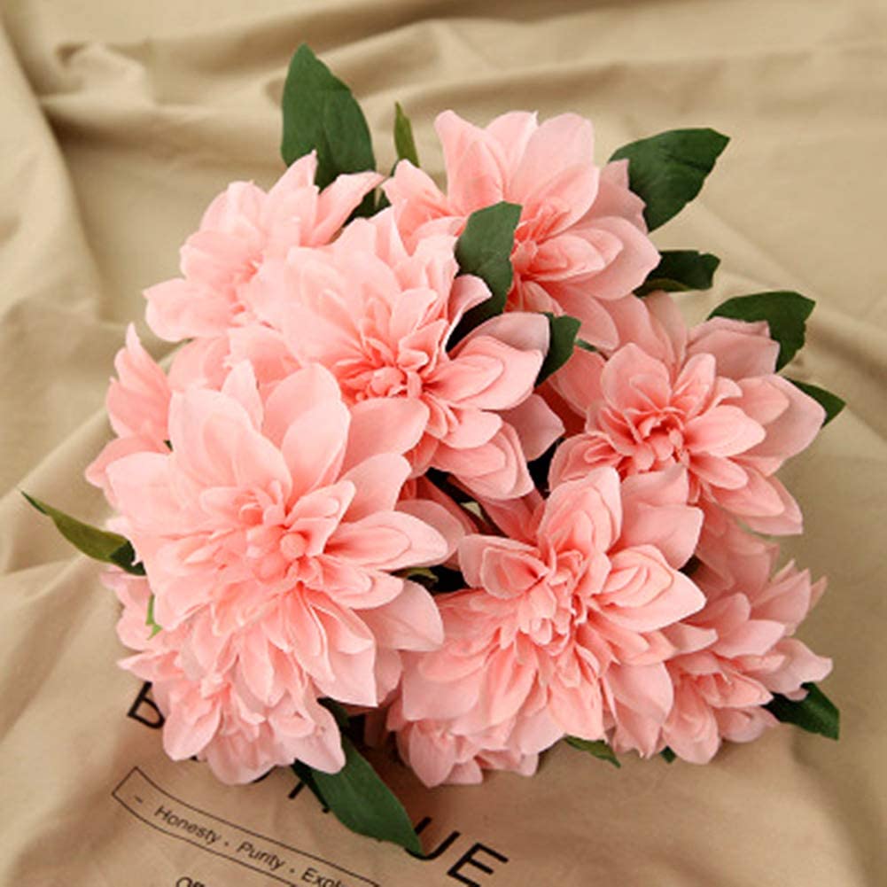 11 artificial dahlia flower heads, (pink)