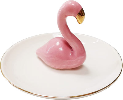 Glazed Ceramic Ring Dish, 4.5-Inch, Pink Swan