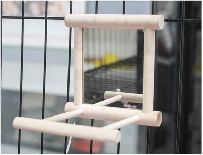 Mirror stand for pet cage, wood