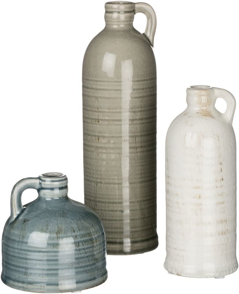 Modern Farmhouse Decorative Multi-Color Small Ceramic Jug Set