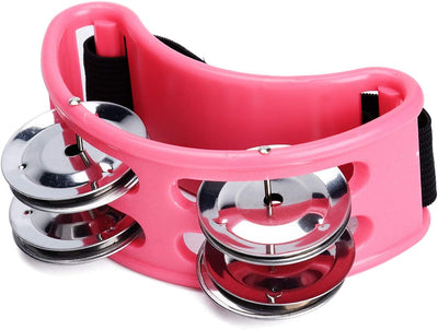 2 pieces of foot tambourine, 4 metal jingle bells, pink