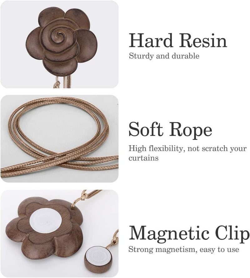 Magnetic Curtain Tiebacks, Light Brown