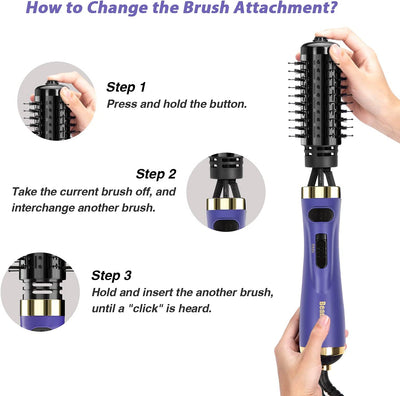 Ionic rotating curling brush kit, (3 in 1)