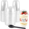 50-Pack 16oz Clear Plastic Dessert Cups with Dome Lids