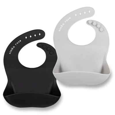 Waterproof silicone bibs, Grey/Black