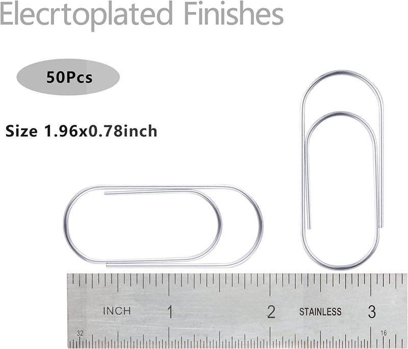 2 Inch Jumbo Wide Paper Clips for Planner 50mm 50 Pieces (Silver)