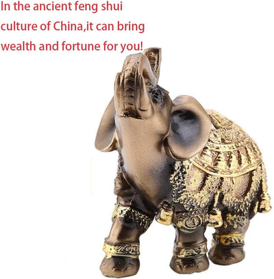 Gold polyresin elephant statue, collectible, Size: Large