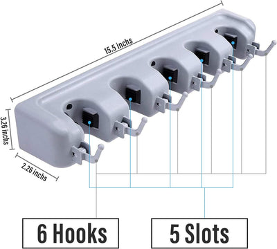 Home Tool Organizer, (5 Positions with 6 Hooks) (Gray)