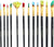 Art Painting Brush Assorted Set of 14 for Acrylic, black