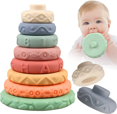 8 Pcs Stacking Rings Soft Toys for Babies Newborn 0 to 18Months