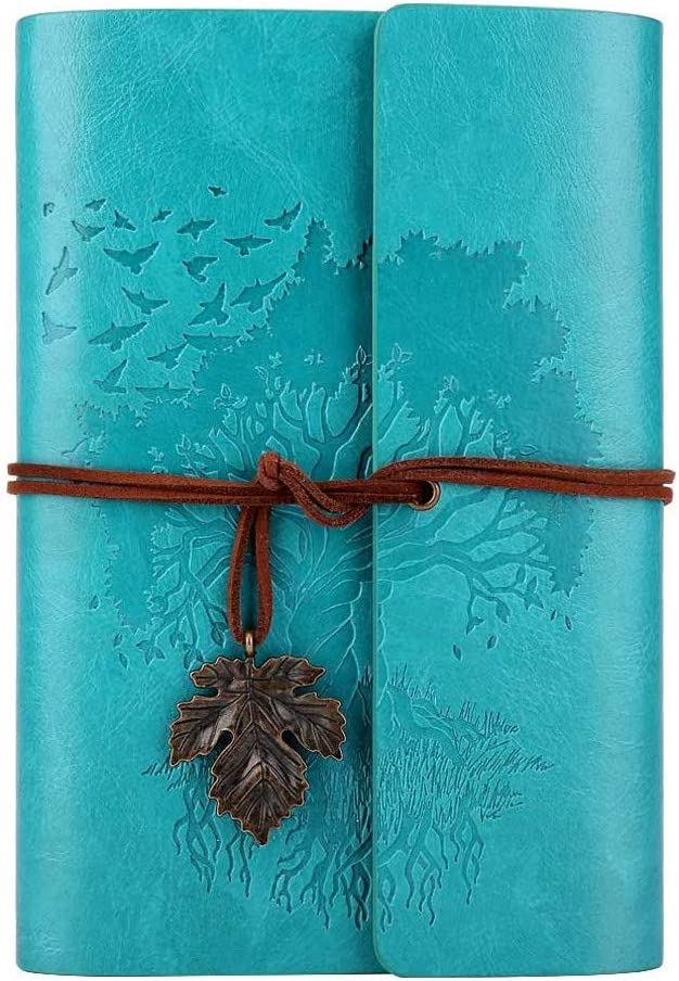 Vintage Retro Blank Pages Leather Journal, Color (Blue-2)