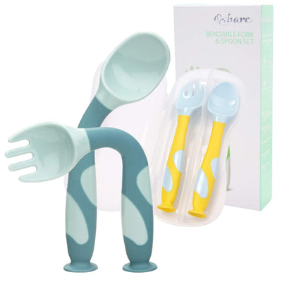 Utensil set with case, Suction-Blue/Yellow