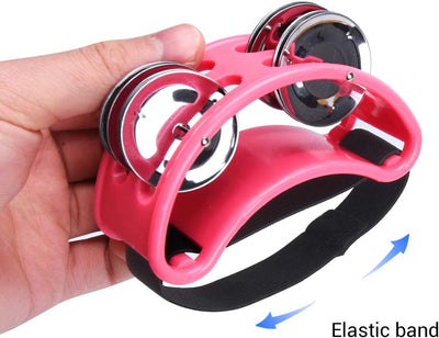 2 pieces of foot tambourine, 4 metal jingle bells, pink