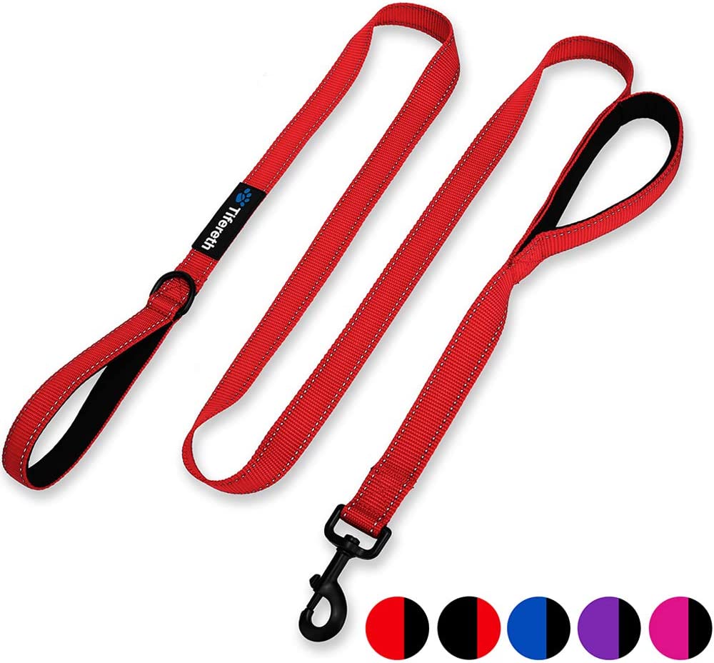 Large-Medium Two-Double Handle Pet-Leash, Red