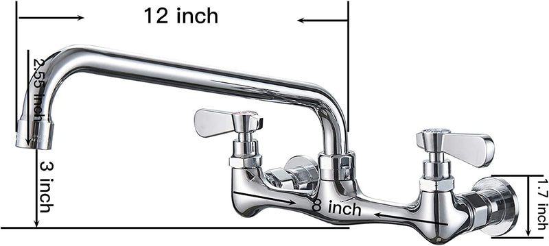 12-Inch Swivel Spout Wall Mounted Kitchen Faucet, Polished Chrome