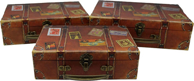 Vintage Cardboard Luggage Boxes (Set of 3)