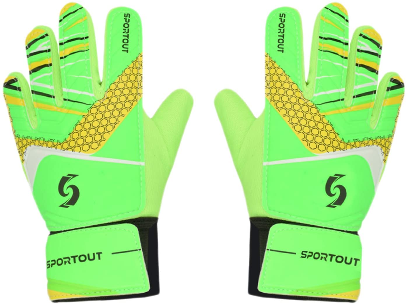 Goalkeeper gloves, with double protection, Green-2, Size 5