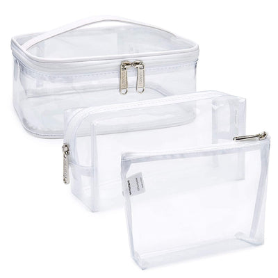 3 Piece Makeup Bag, Medium, M - Clear