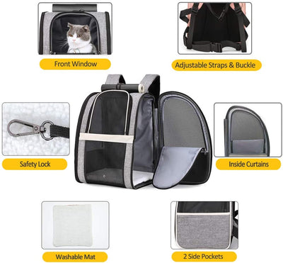 Pet Backpack,Ventilated Design,13"Lx10.63"Wx16.54"H,black