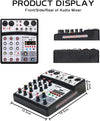 4 Channel Mini Bluetooth DJ Audio Mixer with Effects, (White)