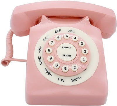 Retro Corded Landline Phone (Pink)