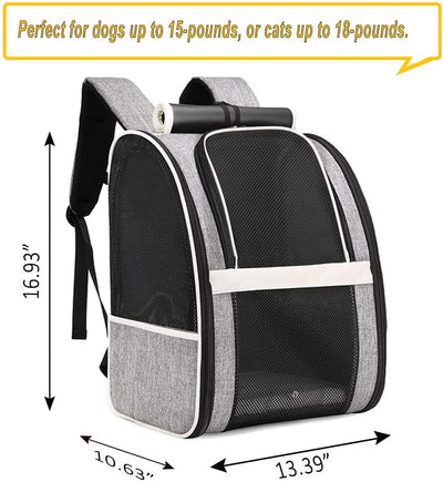 Pet Backpack,Ventilated Design,13"Lx10.63"Wx16.54"H,black