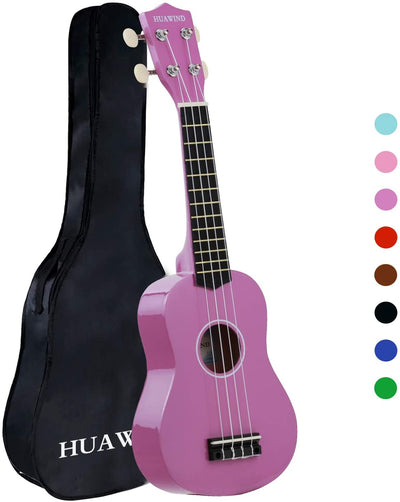 Wood Ukulele with Gig Bag, Violet, 21 inches.