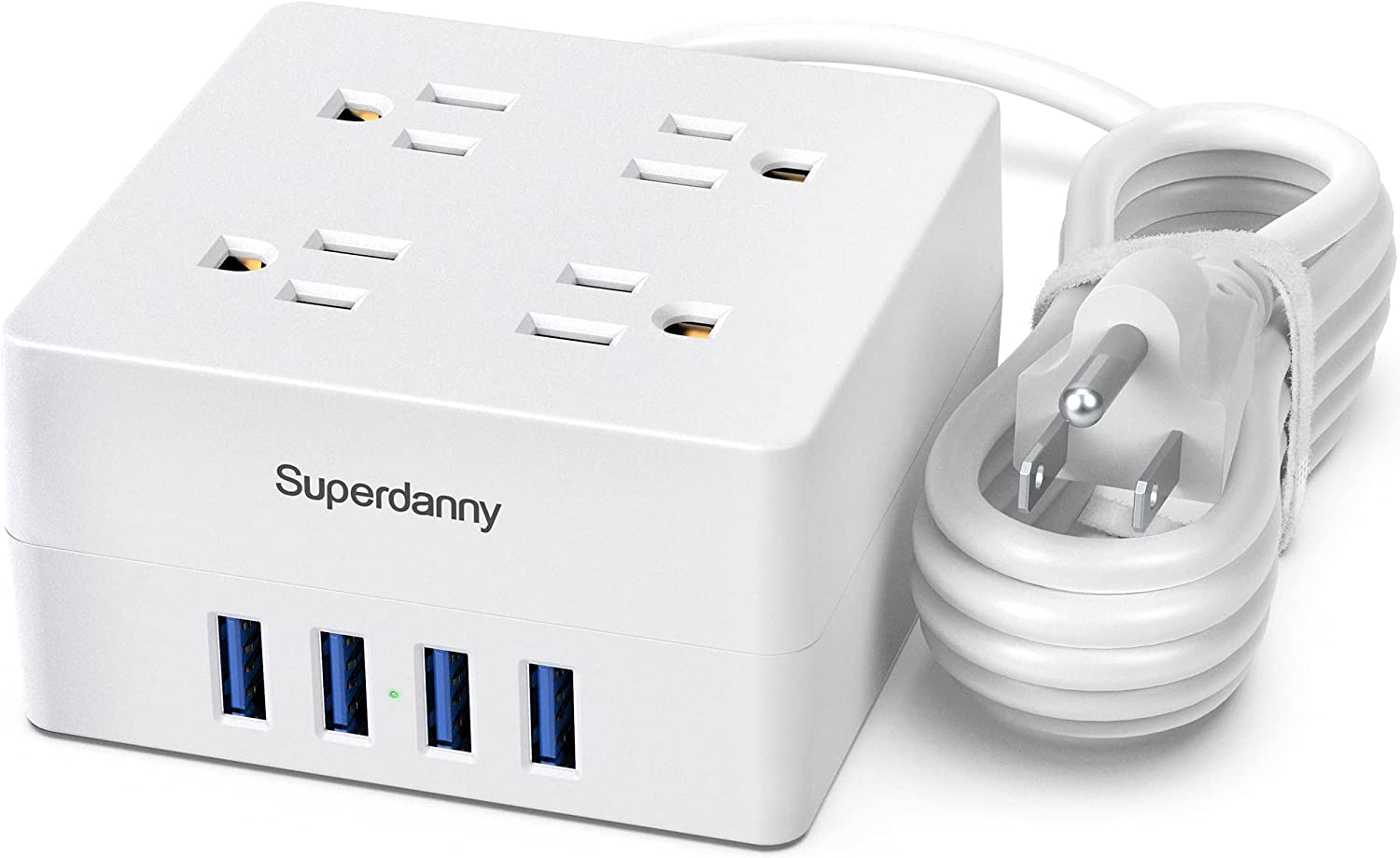 8 in 1 Universal Power Outlet (5 Ft Cord - White)