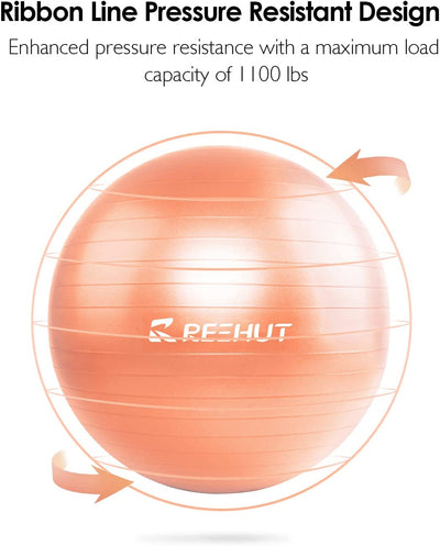 Exercise ball (55 cm, 65 cm, 75 cm) for fitness, coral