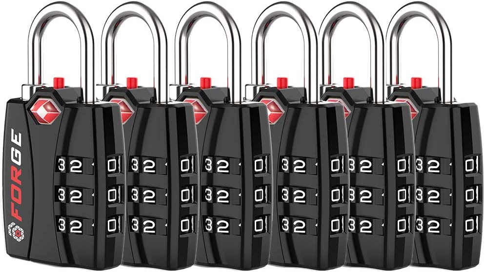 Security lock for travel suitcases (Pack of 6, Black).