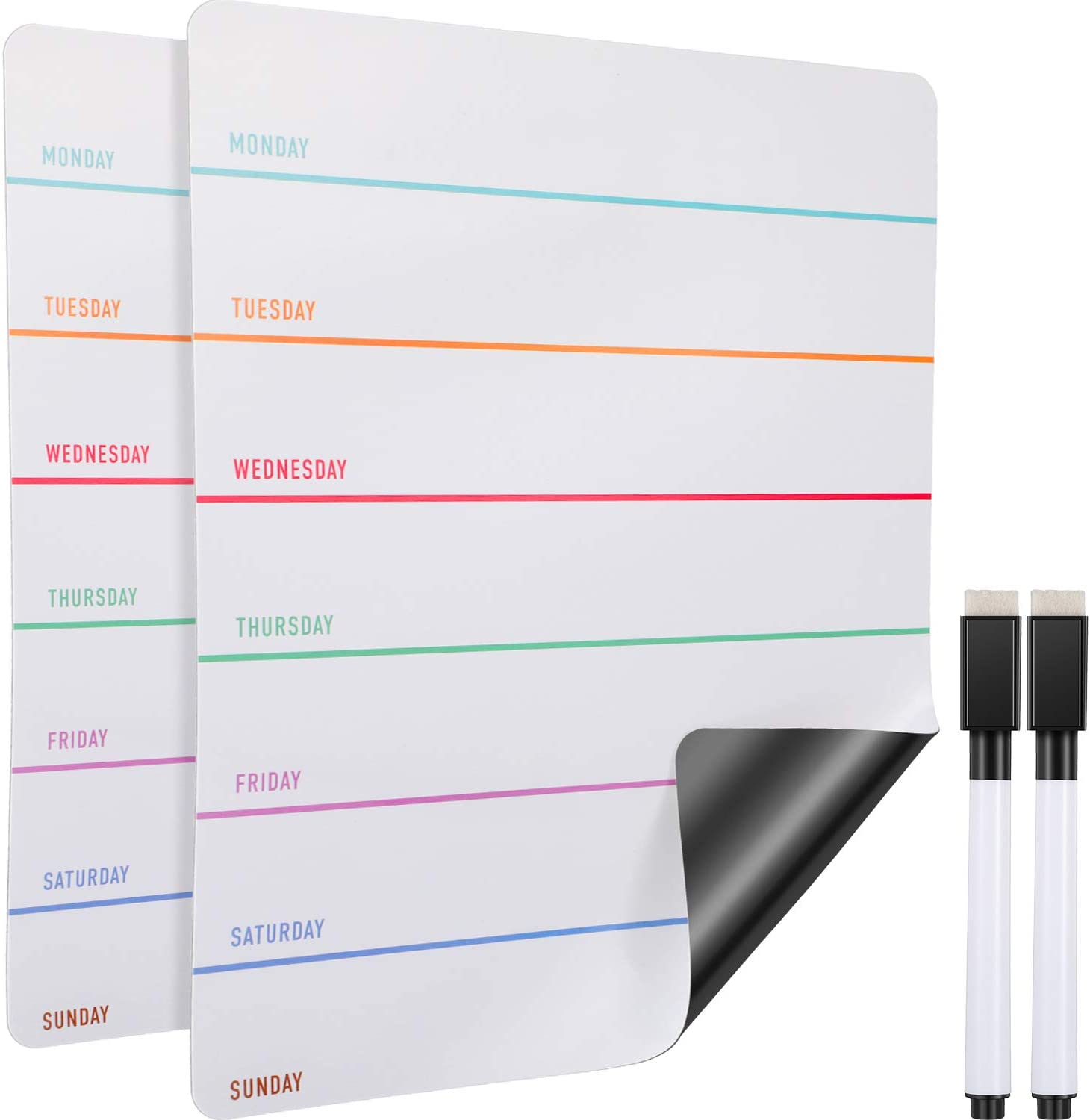 2 magnetic dry erase boards, (Weekly calendars)