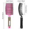 Hair brush with curved bristles, 2 pcs, Color: black+pink