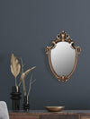 Wall Mirror of Antique Bronze Shield Shape, 16" L x 11" W