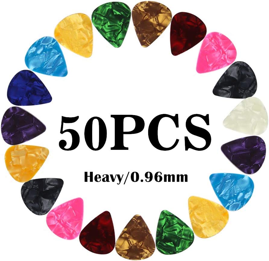 Thick and Heavy Gauge Guitar Picks - 50 Assorted Colors